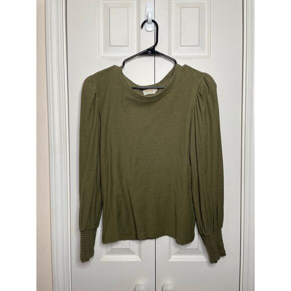 National LTD Loren Puff-Sleeve Tee Long Sleeve Pima Cotton Shirt Size Medium - Picture 2 of 9